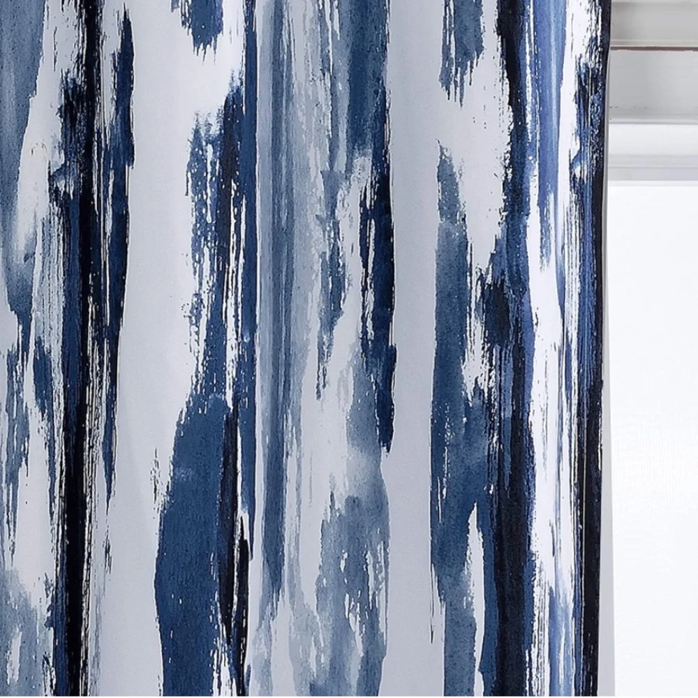 Luxury Home | Elegant Blueberry Watercolor Brush Strokes Print Window Valence